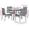 vidaXL 5-tlg. Garten-Essgruppe mit Kissen Grau Poly Rattan