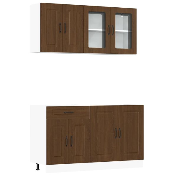 vidaXL 4-tlg. K&uuml;chenschrank-Set Kalmar Braun Eichen-Optik Holzwerkstoff