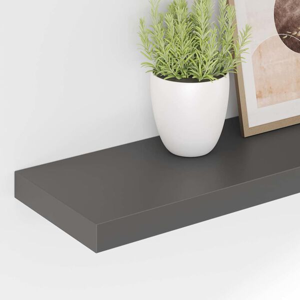 vidaXL Schweberegale 4 Stk. Hochglanz-Grau 120x23,5x3,8 cm MDF