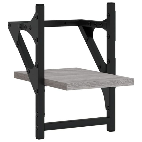 vidaXL Wandregale mit Stangen 2 Stk. Grau Sonoma 20x25x30 cm