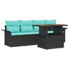 vidaXL Garten-Sofa-Set 5 stk. Schwarz Poly Rattan