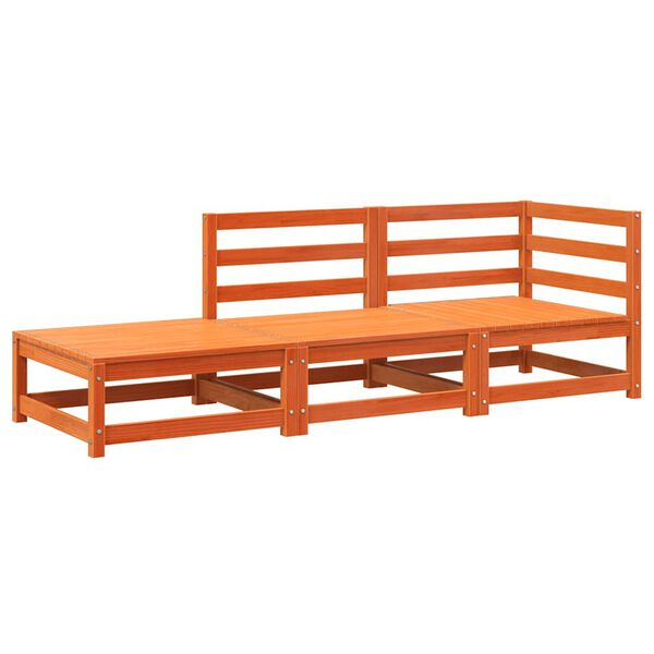 vidaXL Gartensofa mit Fu&szlig;hocker 2-Sitzer Wachsbraun Massivholz Kiefer