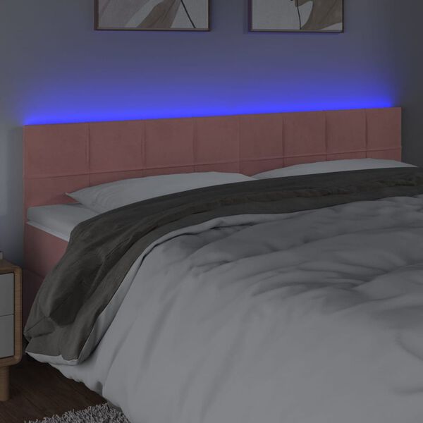 vidaXL LED Kopfteil Rosa 160x5x78/88 cm Samt
