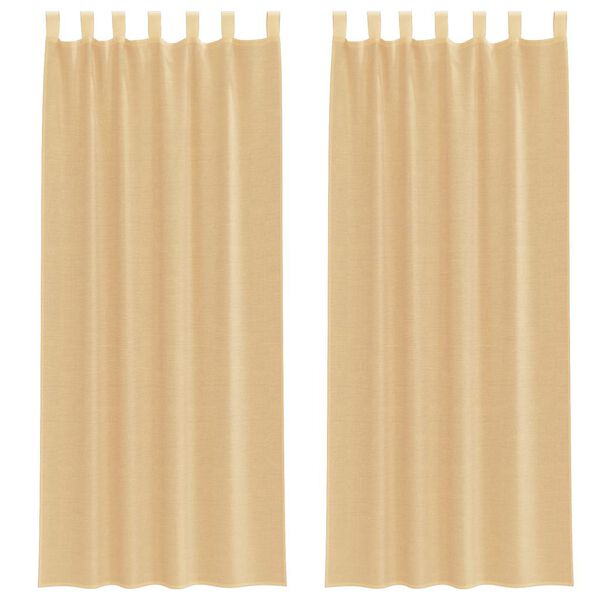 vidaXL Voile Vorh&auml;nge mit Schlaufen 2 Stk. Sandfarbe 140x260 cm