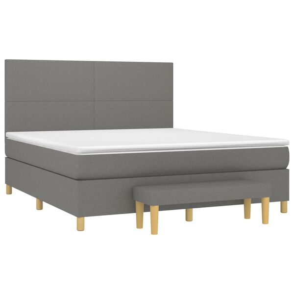vidaXL Boxspringbett mit Matratze Dunkelgrau 160x200 cm Stoff