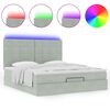 vidaXL Ottoman-Bett mit Matratzen & LEDs Hellgrau 160x200 cm Samt
