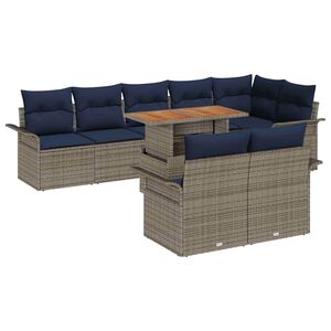 vidaXL Garten-Sofa-Set 9 stk. Grau und Marineblau