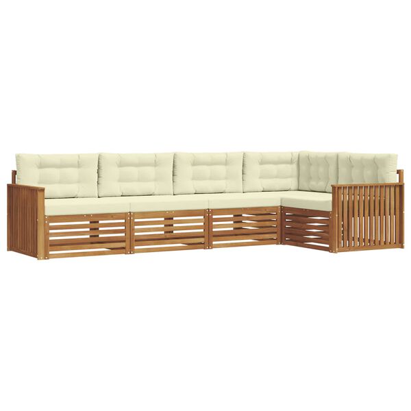 vidaXL Outdoor-Sofagarnitur mit Kissen 5 pcs Natur und Creme