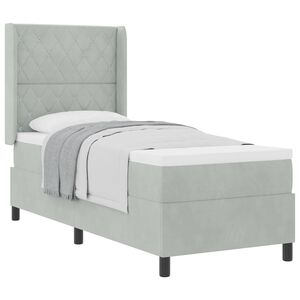 vidaXL Boxspringbett mit Matratze Hellgrau 80 x 200 cm Samt