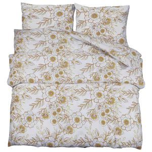 vidaXL Bettw&auml;sche-Set Wei&szlig; und Braun 200x220 cm Baumwolle