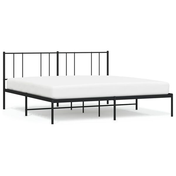 vidaXL Bettgestell mit Kopfteil Metall Schwarz 180x200 cm