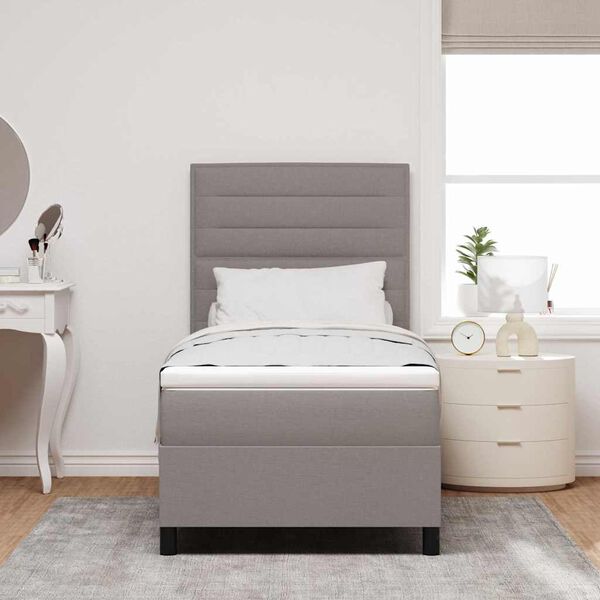 vidaXL Boxspringbett mit Matratze mit LED Taupe 90 x 190 cm Stoff