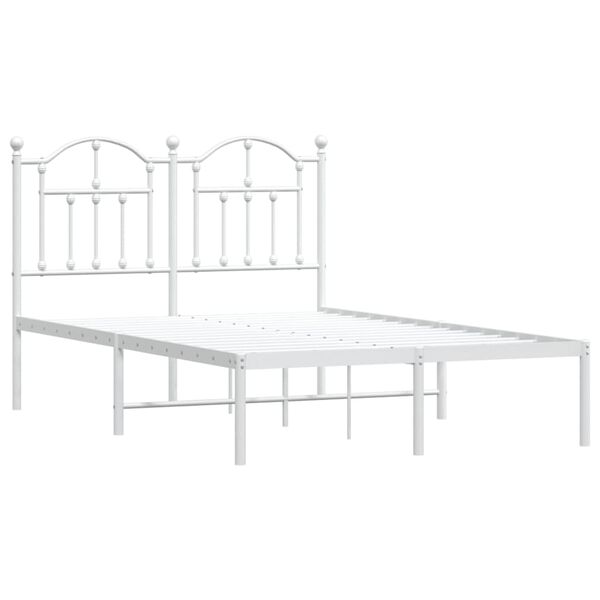 vidaXL Bettgestell mit Kopfteil Metall Wei&szlig; 120x200 cm