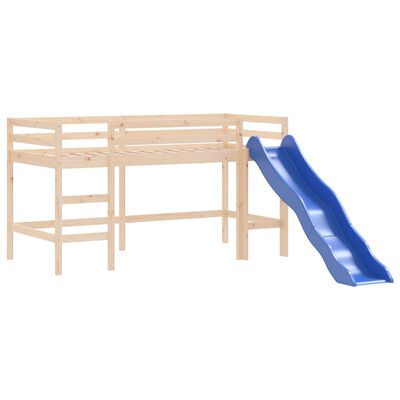 vidaXL Kinderhochbett mit Turm Blau 90x190 cm Massivholz Kiefer