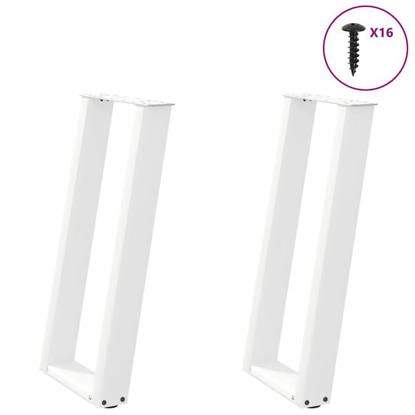 vidaXL Konsolentischbeine U-Form 2 Stk. Wei&szlig; 38x(72-73) cm Stahl