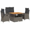 vidaXL 4-tlg. Garten-Essgruppe mit Kissen Grau Poly Rattan