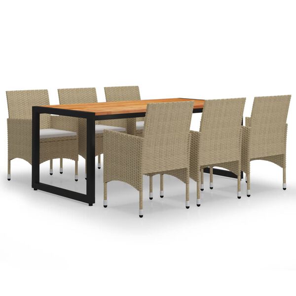 vidaXL 7-tlg. Garten-Essgruppe Beige