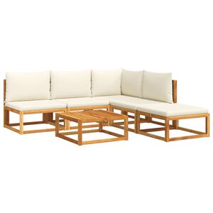 vidaXL 6-tlg. Gartensofa-Set mit Kissen Holz Akazie & Rattan