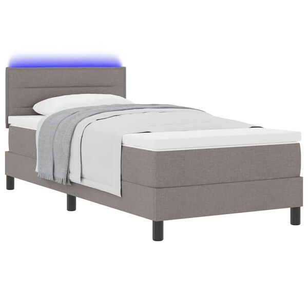 vidaXL Boxspringbett mit Matratze mit LED Taupe 80 x 200 cm Stoff