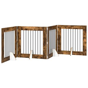 vidaXL Klappbares Hundetor mit St&auml;ndern 4 pcs Ger&auml;ucherte Eiche 321 cm