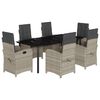 vidaXL 7-tlg. Garten-Essgruppe mit Kissen Hellgrau Poly Rattan
