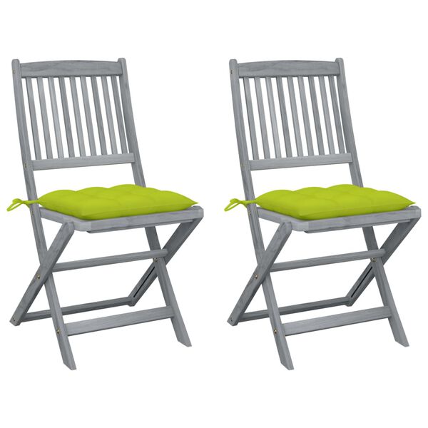 vidaXL Klappbare Gartenst&uuml;hle 2 Stk. mit Kissen Massivholz Akazie