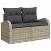 vidaXL Sofa Set mit Kissen mit Speicher 4 pcs Hellgrau Poly-Rattan
