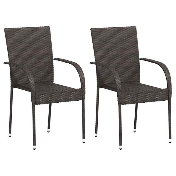 vidaXL Stapelbare Gartenst&uuml;hle 2 Stk. Poly Rattan Braun