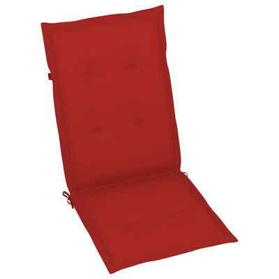 vidaXL Gartenstühle 4 Stk. mit Roten Kissen Massivholz Teak