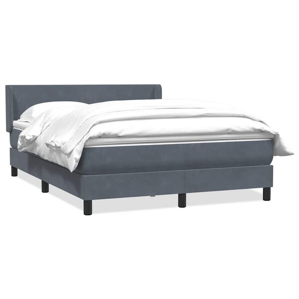 vidaXL Boxspringbett mit Matratze Dunkelgrau 140x210 cm Samt