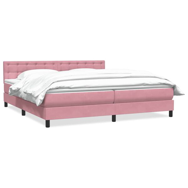 vidaXL Boxspringbett mit Matratze Rosa 180x220 cm Samt