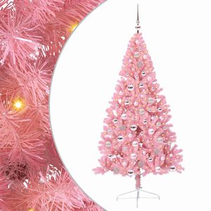 vidaXL K&uuml;nstlicher vorbeleuchteter Weihnachtsbaum Rosa 180 cm PVC