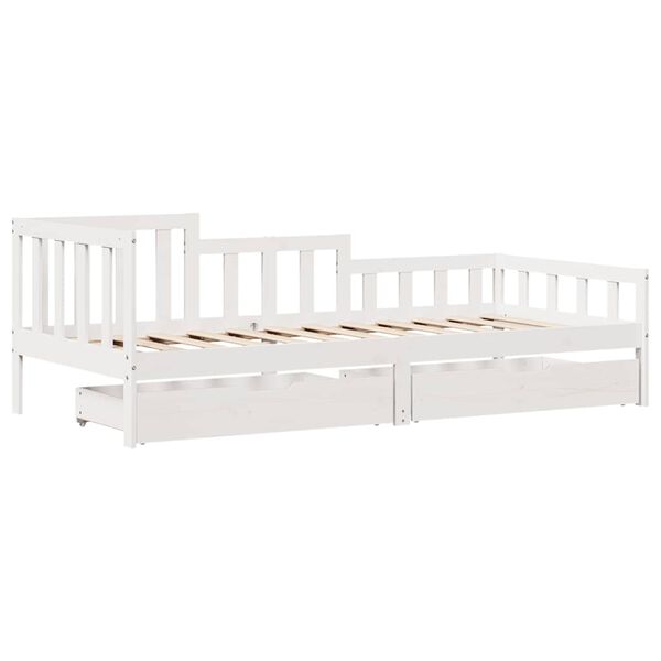 vidaXL Tagesbett mit Schubladen Wei&szlig; 90x190 cm Kiefernholz