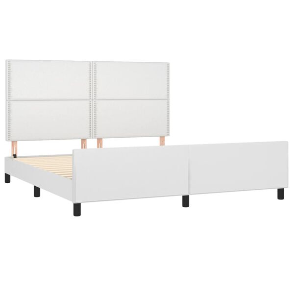 vidaXL Bettgestell mit Kopfteil Wei&szlig; 180x200 cm Kunstleder