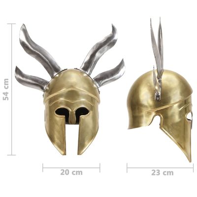 vidaXL Griechischer Krieger-Helm Antik Replik für LARP Messing Stahl