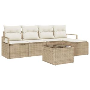 vidaXL Sofa Set 6 stk. Beige und Creme Poly-Rattan
