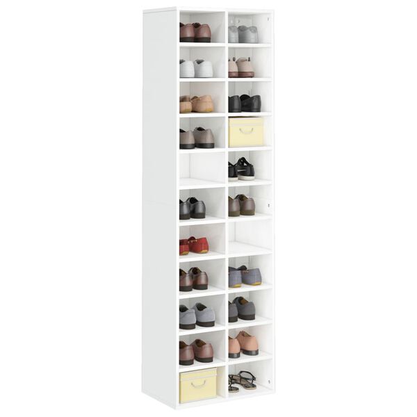vidaXL Schuhschrank Hochglanz-Wei&szlig; 54x34x183 cm Holzwerkstoff