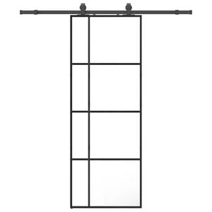 vidaXL Schiebet&uuml;r mit Beschlag Schwarz 76x205 cm ESG-Glas