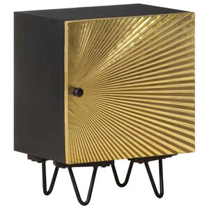 vidaXL Nachttisch mit Messing-Front 40x30x50 cm Massivholz Mango