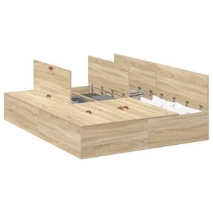 vidaXL Aufbewahrungsbettgestell mit Speicher Sonoma-Eiche 135 x 190 cm