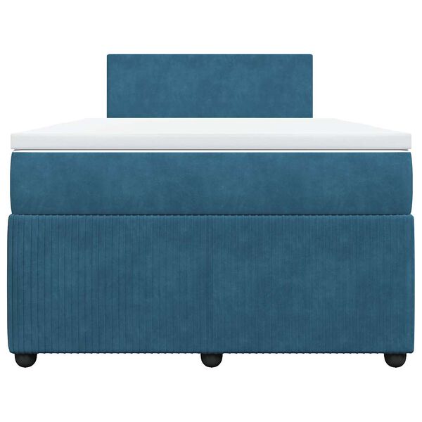 vidaXL Boxspringbett mit Matratze Blau 120x200 cm Samt