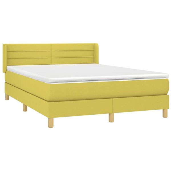 vidaXL Boxspringbett mit Matratze Gr&uuml;n 140x200 cm Stoff