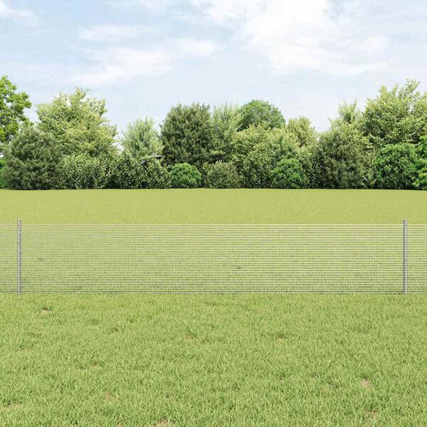 vidaXL Zaun mit Pfosten Silber 0,4 x 10 m Stahl