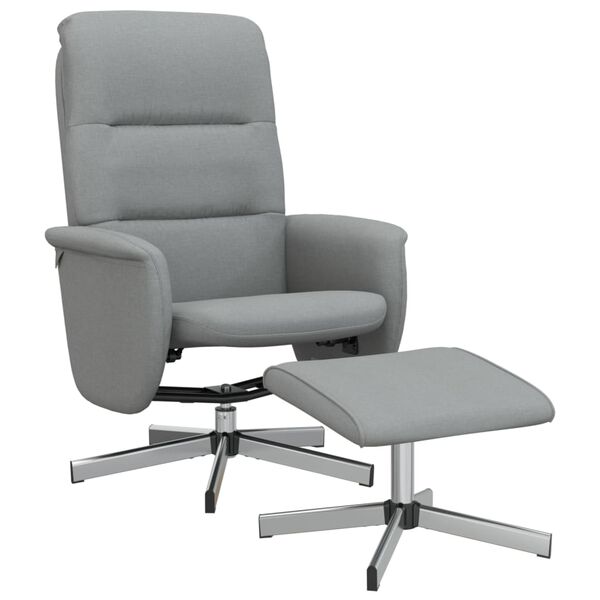 vidaXL Relaxsessel mit Fu&szlig;hocker Hellgrau Stoff