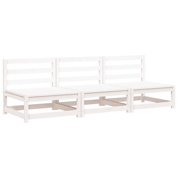 vidaXL Gartensofas ohne Armlehnen 3 Stk. Wei&szlig; 70x70x67 cm Kiefernholz