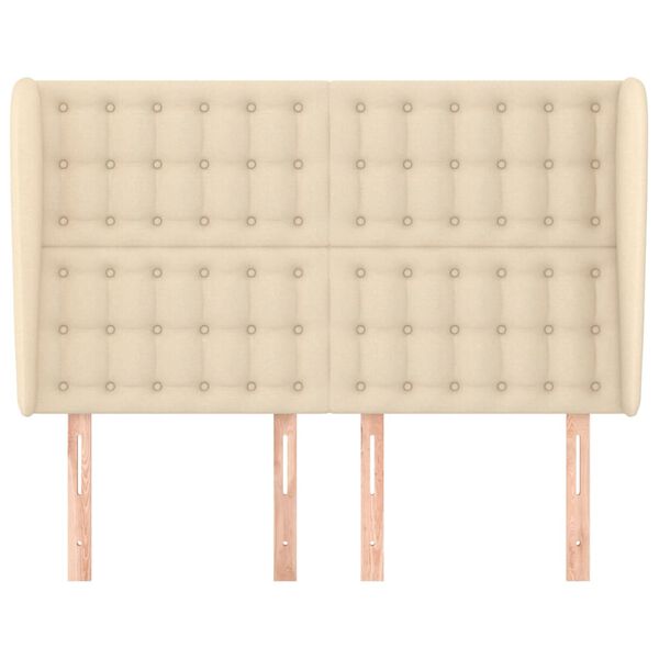 vidaXL Kopfteil mit Ohren Creme 147x23x118/128 cm Stoff
