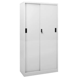 vidaXL B&uuml;roschrank mit Schiebet&uuml;r Hellgrau 90x40x180 cm Stahl