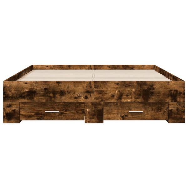vidaXL Bettgestell mit Schubladen R&auml;uchereiche 140x190cm Holzwerkstoff