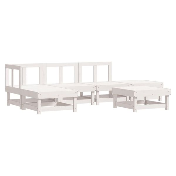 vidaXL 6-tlg. Garten-Lounge-Set mit Kissen Wei&szlig; Massivholz