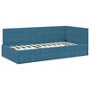 vidaXL Eckbettgestell mit Kopfteil Blau 90 cm x 190 cm Samt